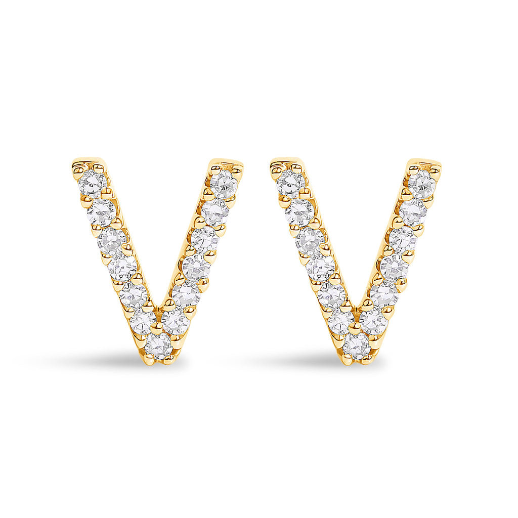 10K White Gold 1/10 Cttw Diamond Initial â€œAâ€ Stud Earring
