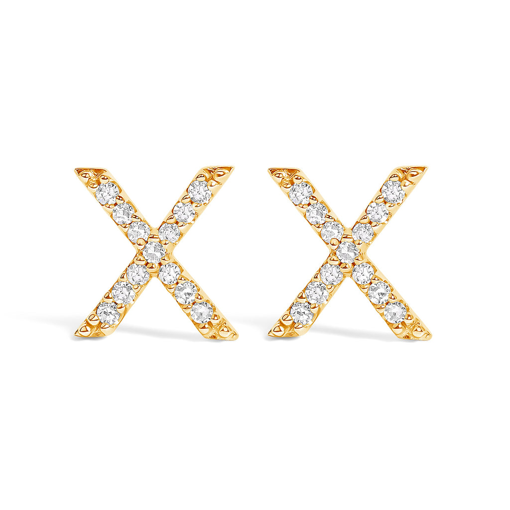 10K White Gold 1/10 Cttw Diamond Initial â€œAâ€ Stud Earring
