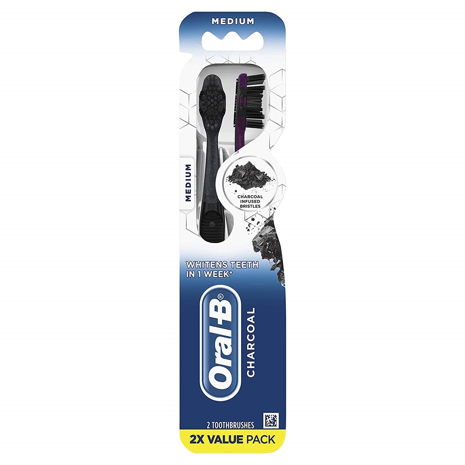 Oral-B Advanced Whitening Charcoal Medium Toothbrushes Value Pack 2 Each