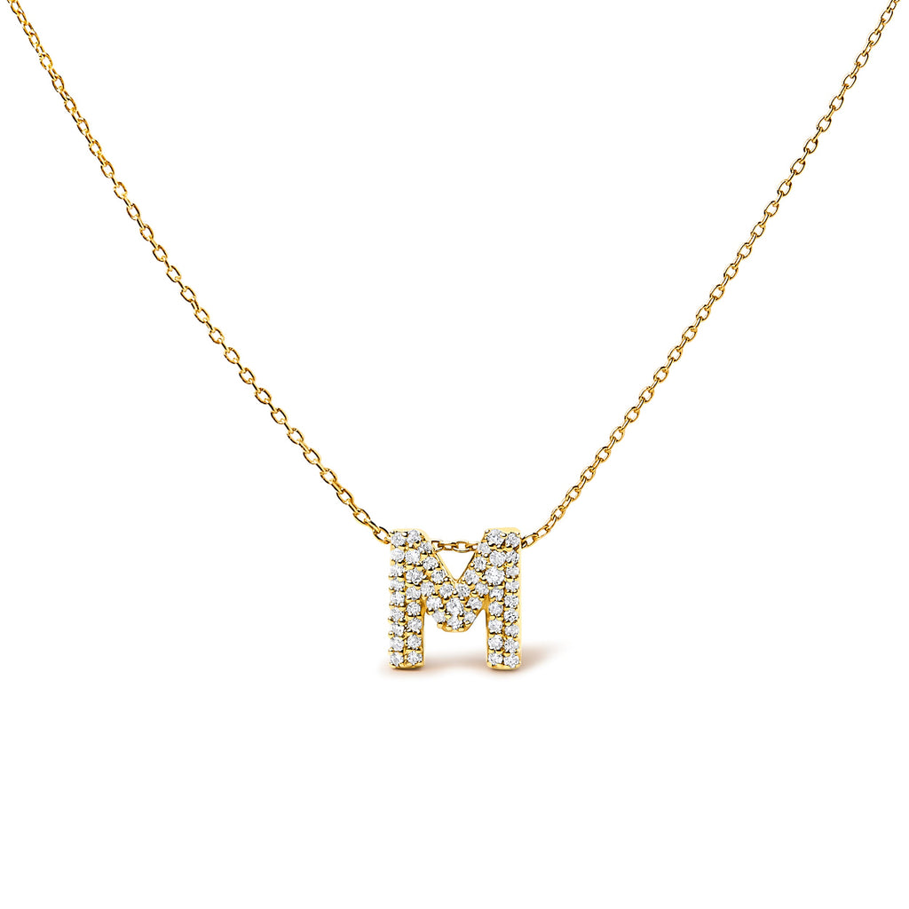 10K White Gold Diamond Accent "A" Initial Bubble Pendant Necklace