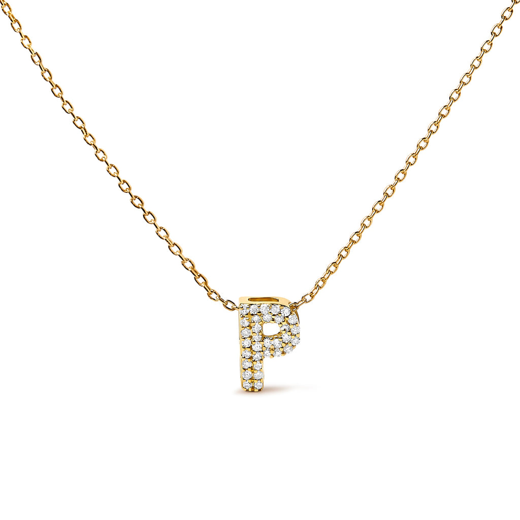 10K White Gold Diamond Accent "A" Initial Bubble Pendant Necklace