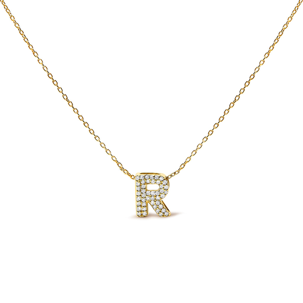 10K White Gold Diamond Accent "A" Initial Bubble Pendant Necklace