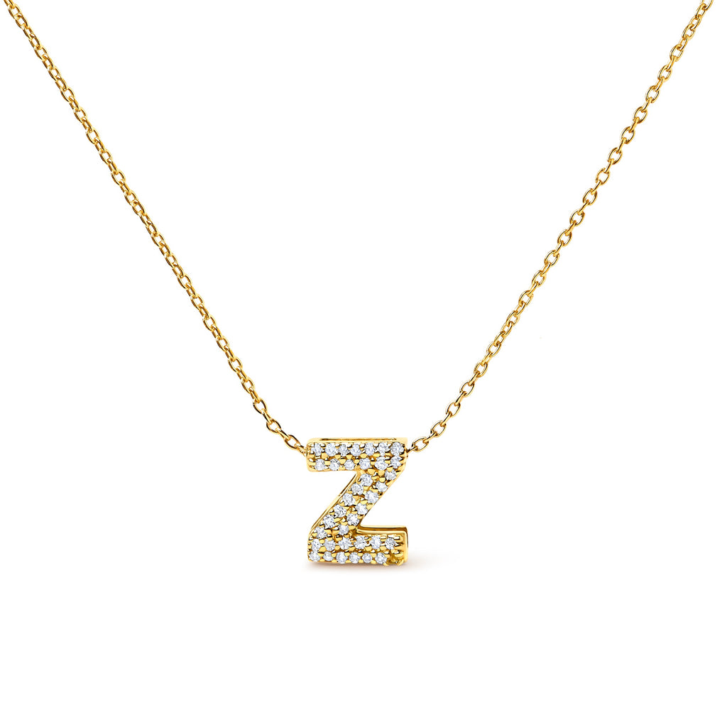 10K White Gold Diamond Accent "A" Initial Bubble Pendant Necklace