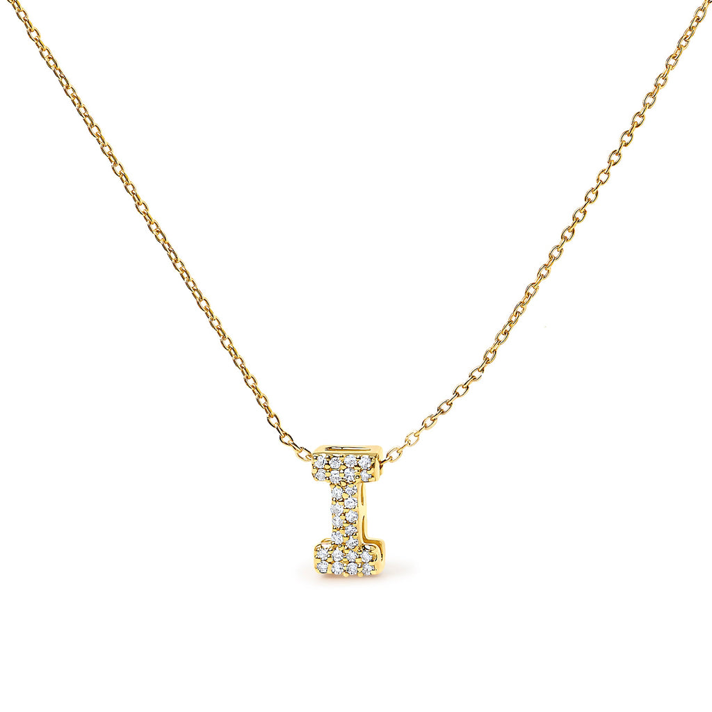10K White Gold Diamond Accent "A" Initial Bubble Pendant Necklace