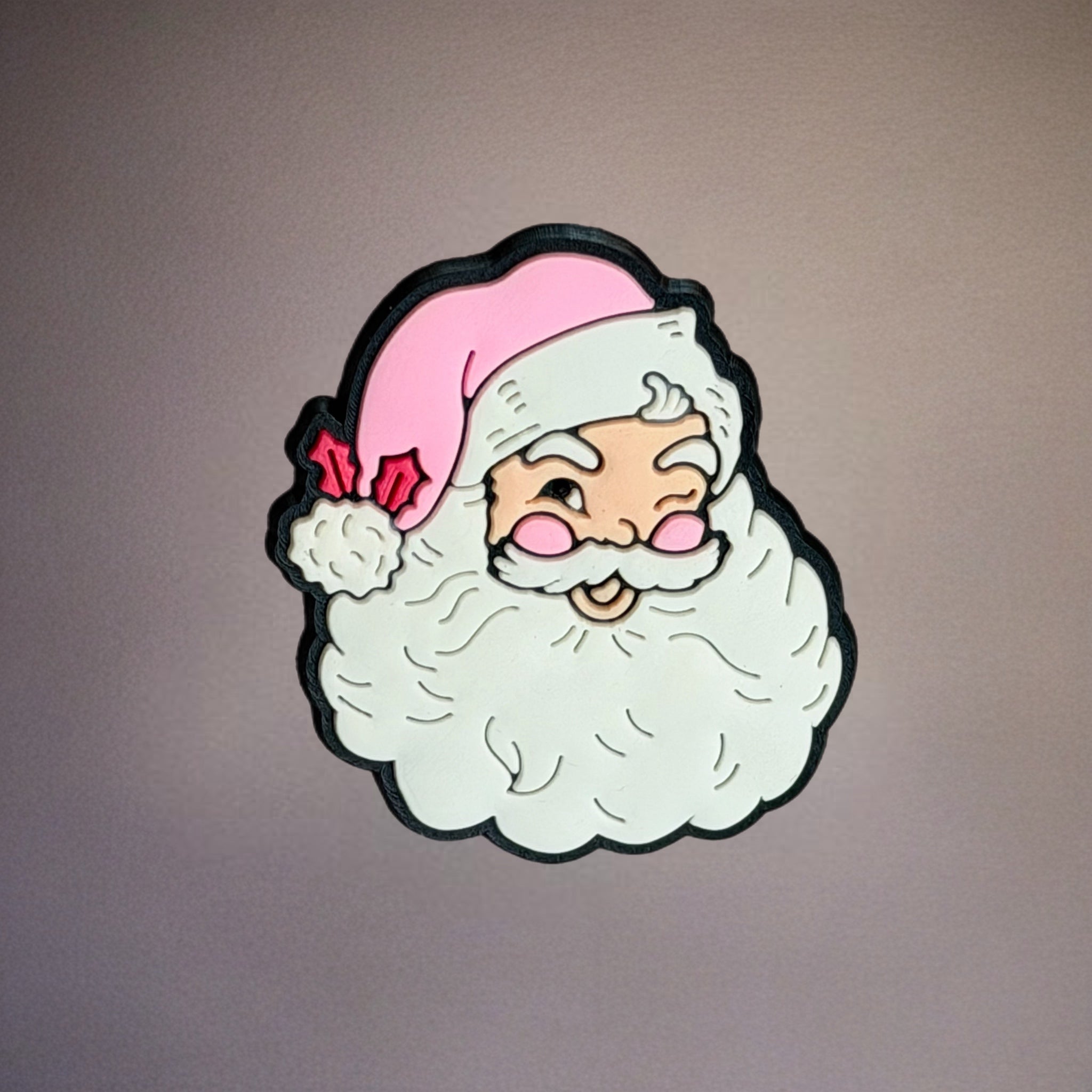 Rosa Weihnachtsmann Silikon-Bechermagnet