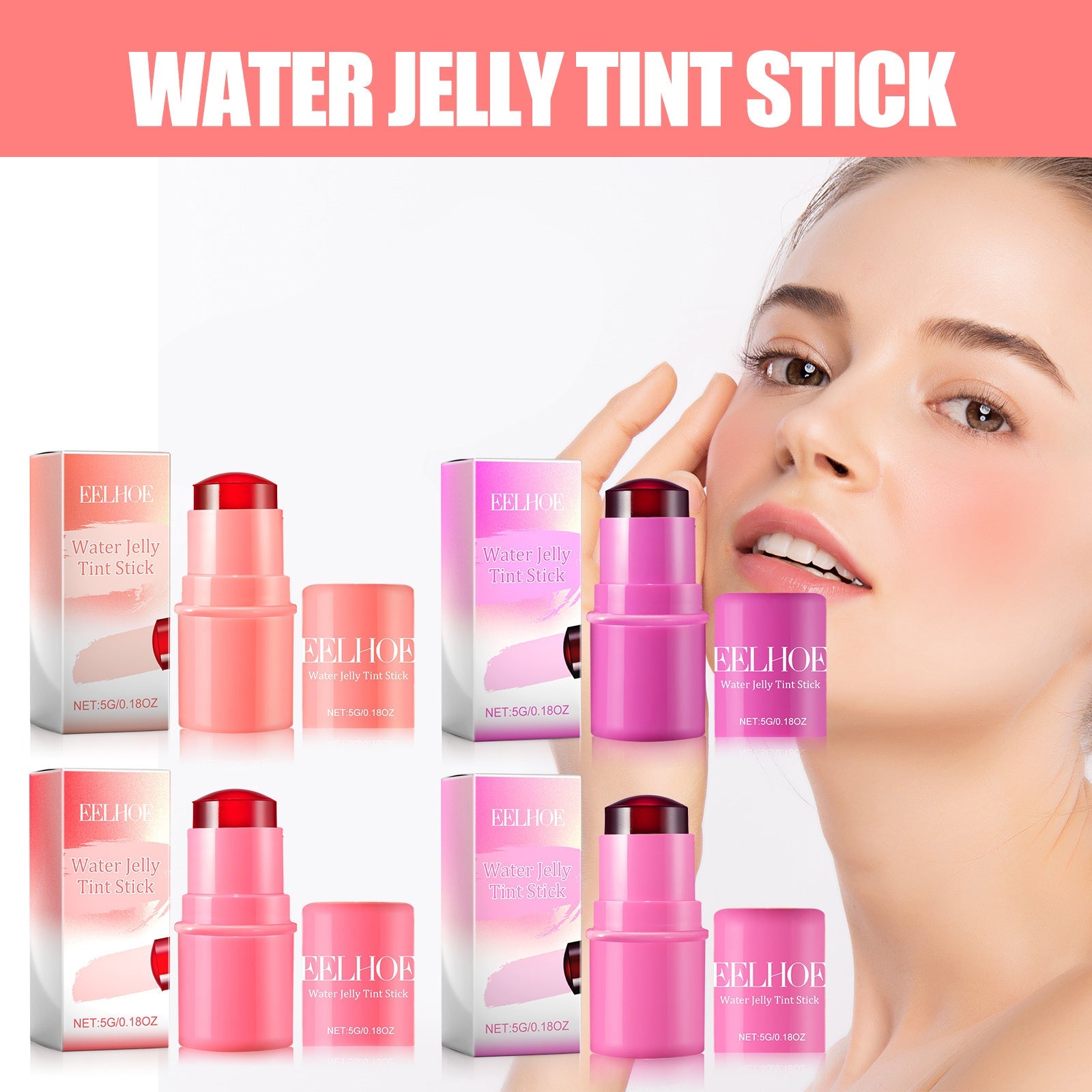 EELHOE Frucht-Gelee-Rouge-Lippenstift-Stick Lazy Contouring Gleichmäßiger Hautton Aufhellend und farbenfroh Einfach anzuwendender Lipgloss-Stick