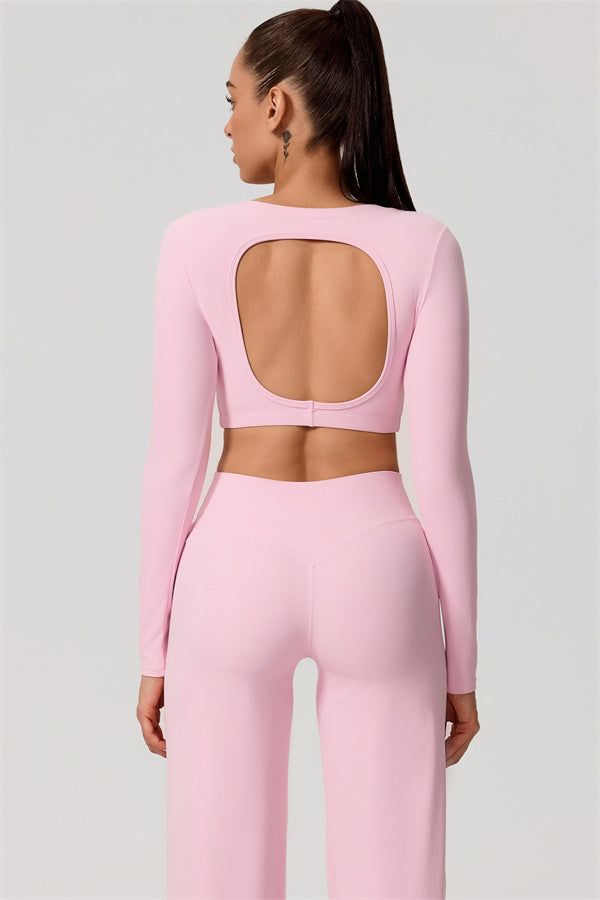 The Nestle Long Sleeve Crop Top Straight Leg Pants 2-Piece Set
