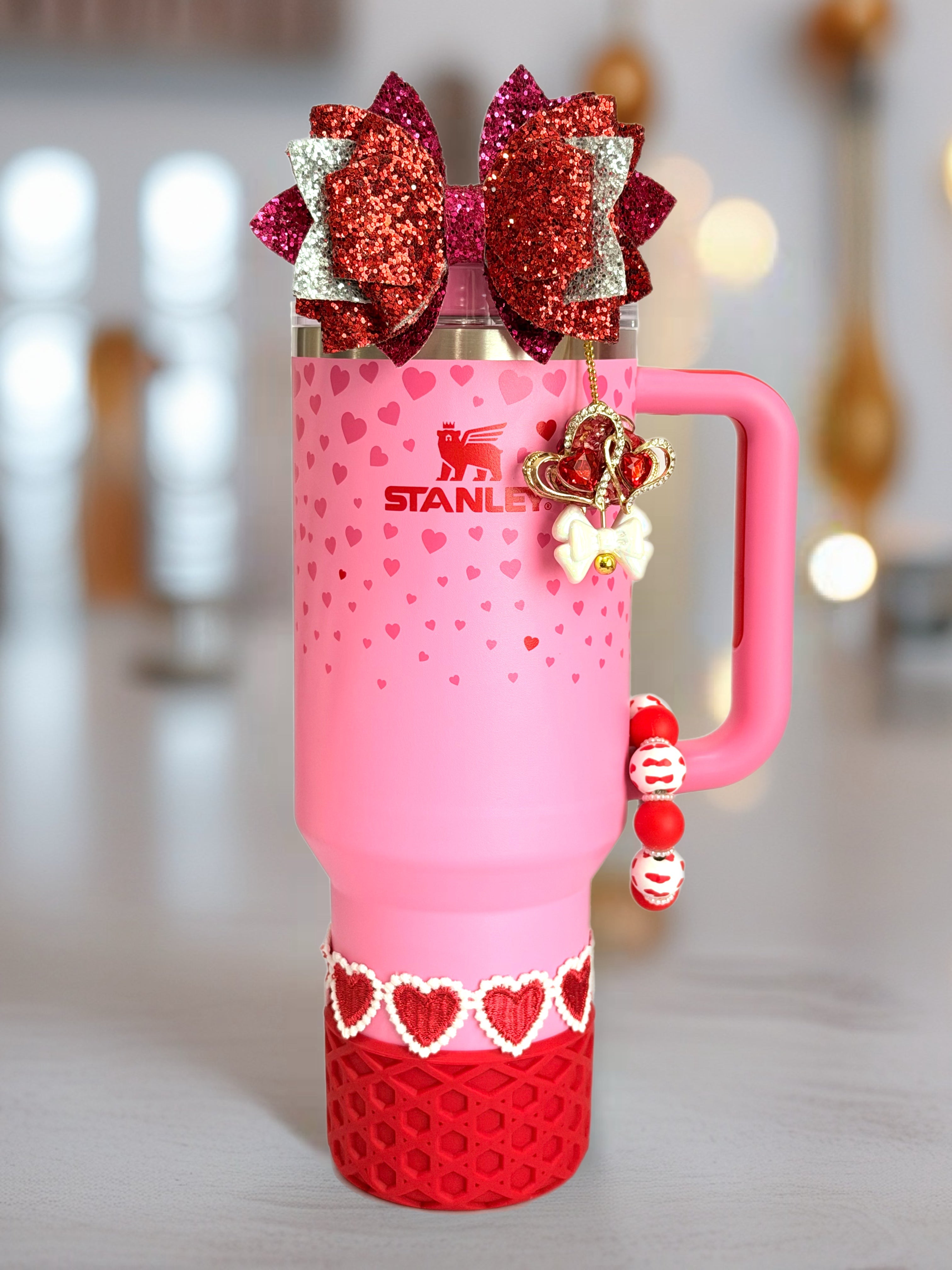 Pink Hearts Tumbler Bracelet