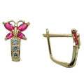 14k Yellow Gold Butterfly July Birthstone Leverback Earrings