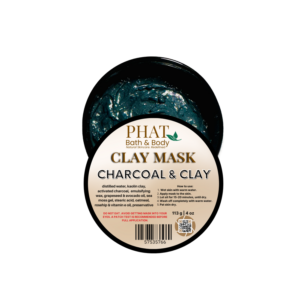 Activated Charcoal Natural Clay Mask Sea Moss Gel Vitamin E Avocado Oil | 4 oz