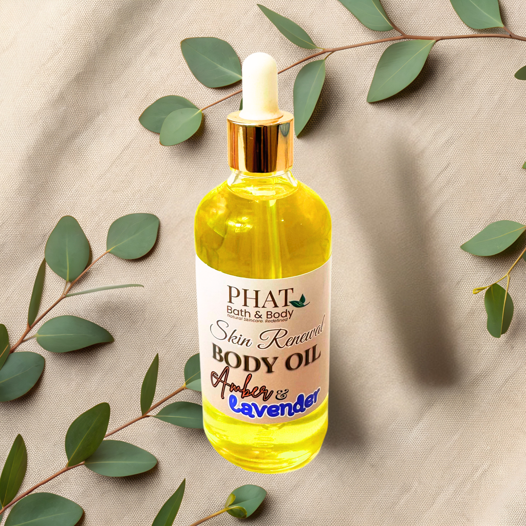 Amber & Lavender Skin Renewal Natural Body Oil with Rosehip Carrot Seed Oil Black Amber & Lavender Type | 3.2 oz