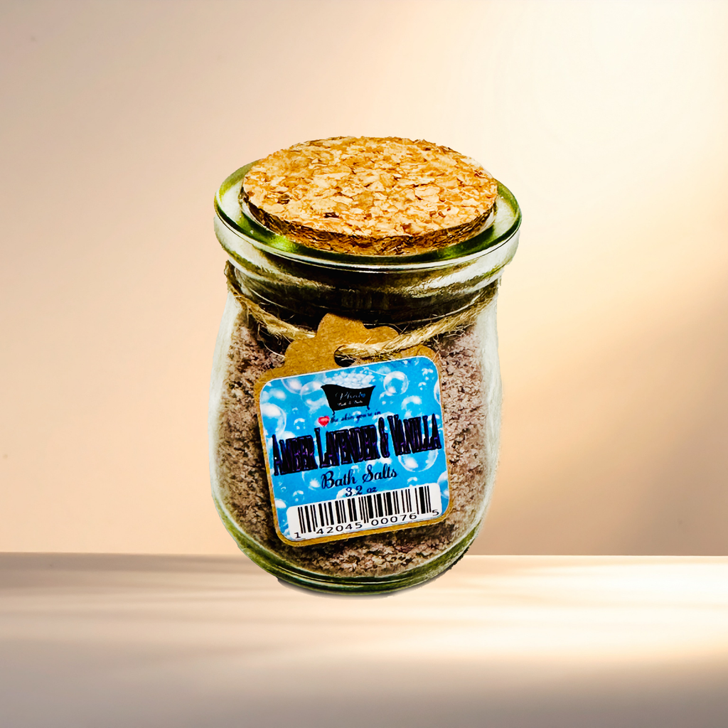 Amber Lavender & Vanilla Natural Bath Salts with Kaolin Clay Avocado Oil & Sea Salt | 3.5 oz