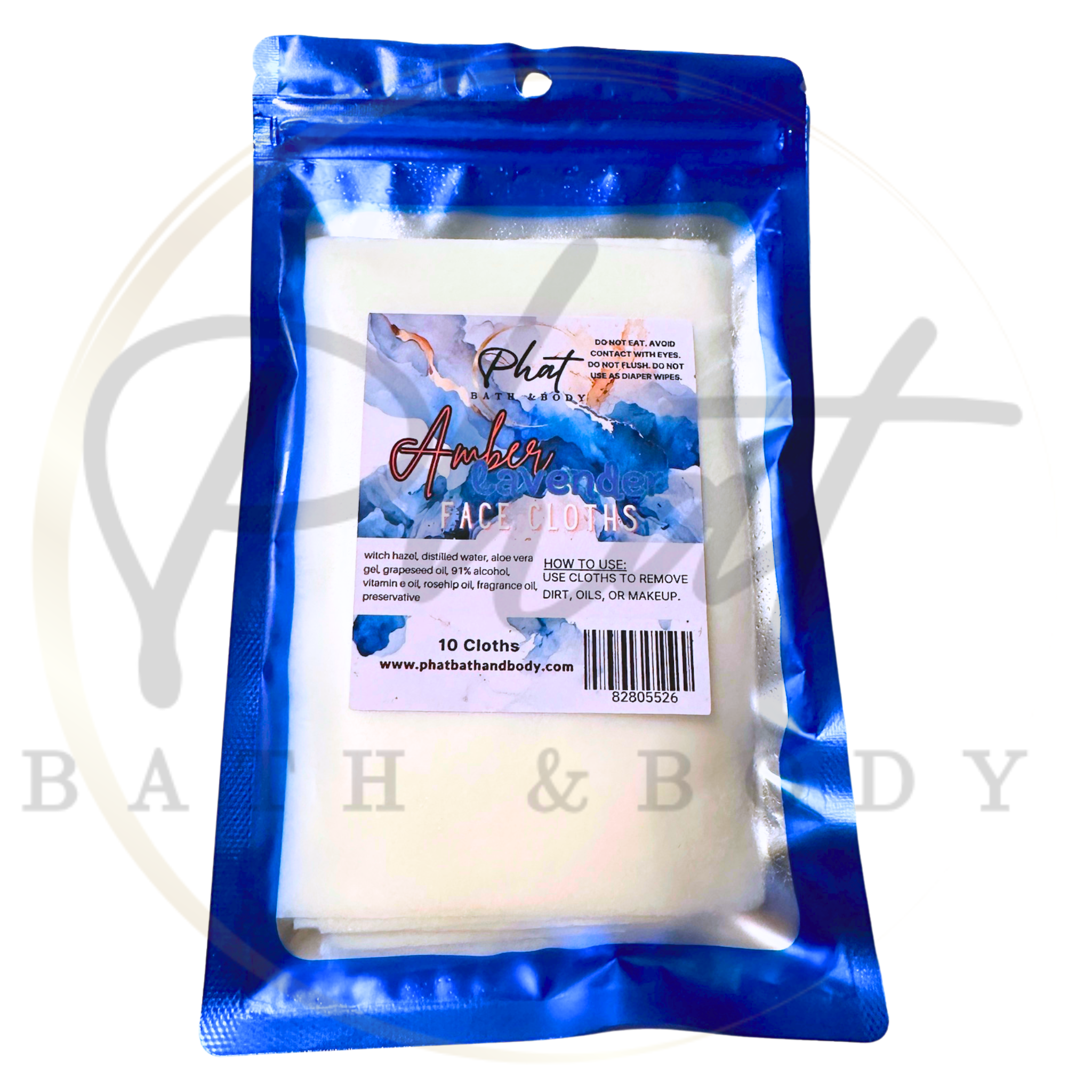 Amber & Lavender Disposable Natural Facial Cloths Rosehip Oil Makeup Remover | 10 Cloths