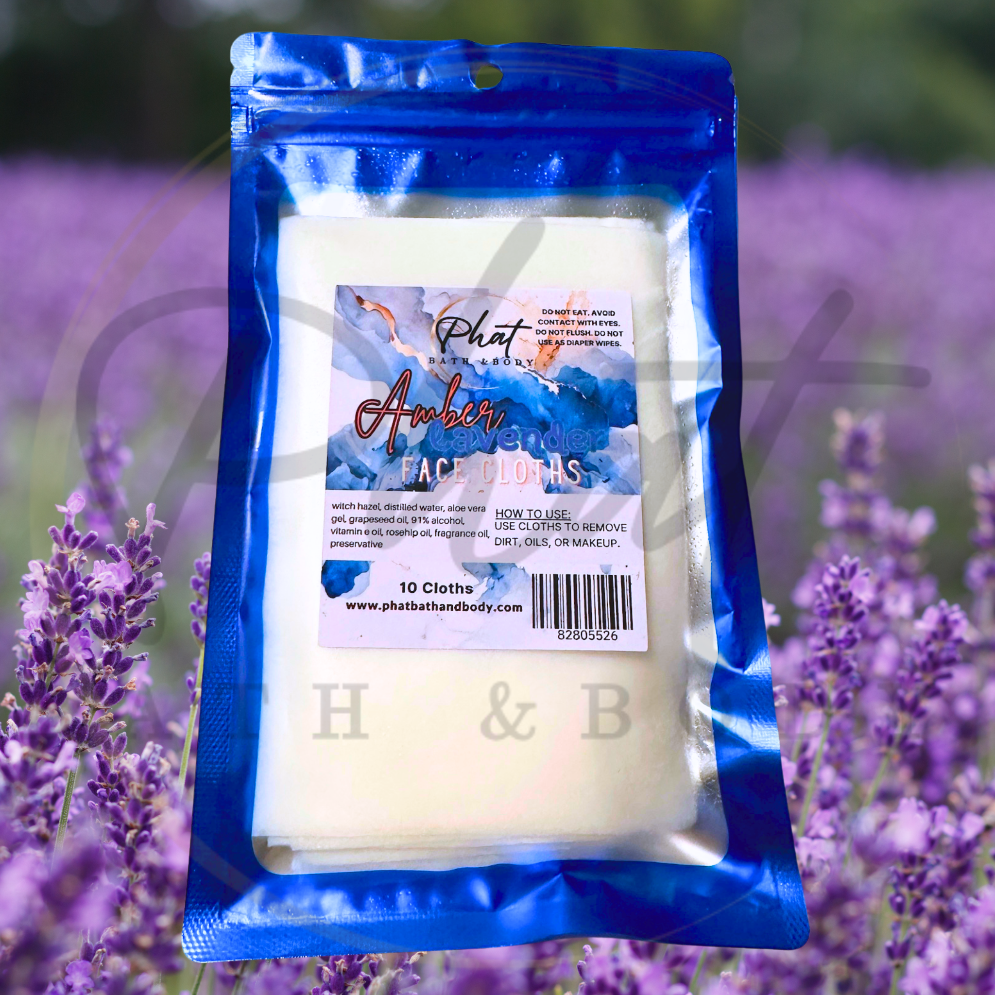 Amber & Lavender Disposable Natural Facial Cloths Rosehip Oil Makeup Remover | 10 Cloths
