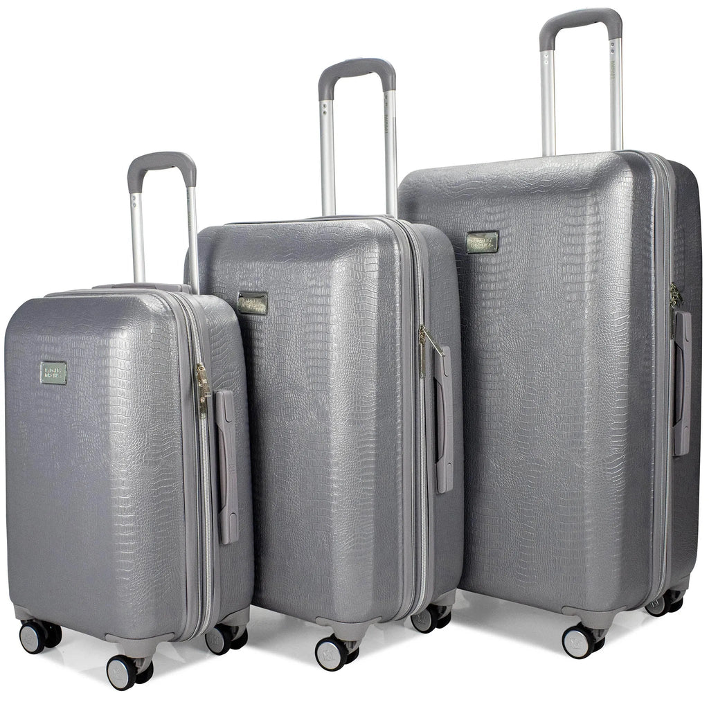 Schlangenleder 3-teiliges, erweiterbares, elegantes Reisekofferset