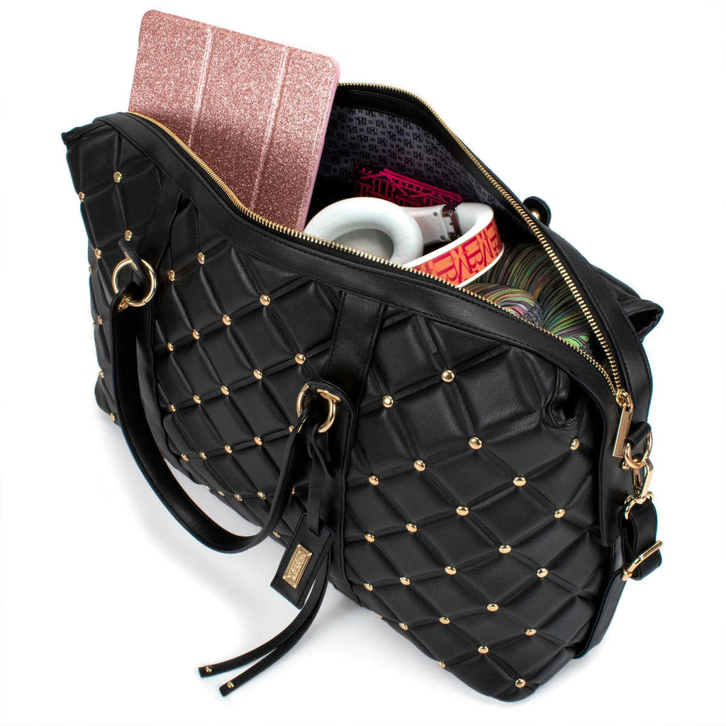 Große Wochenendtasche aus veganem Leder mit Rautensteppung