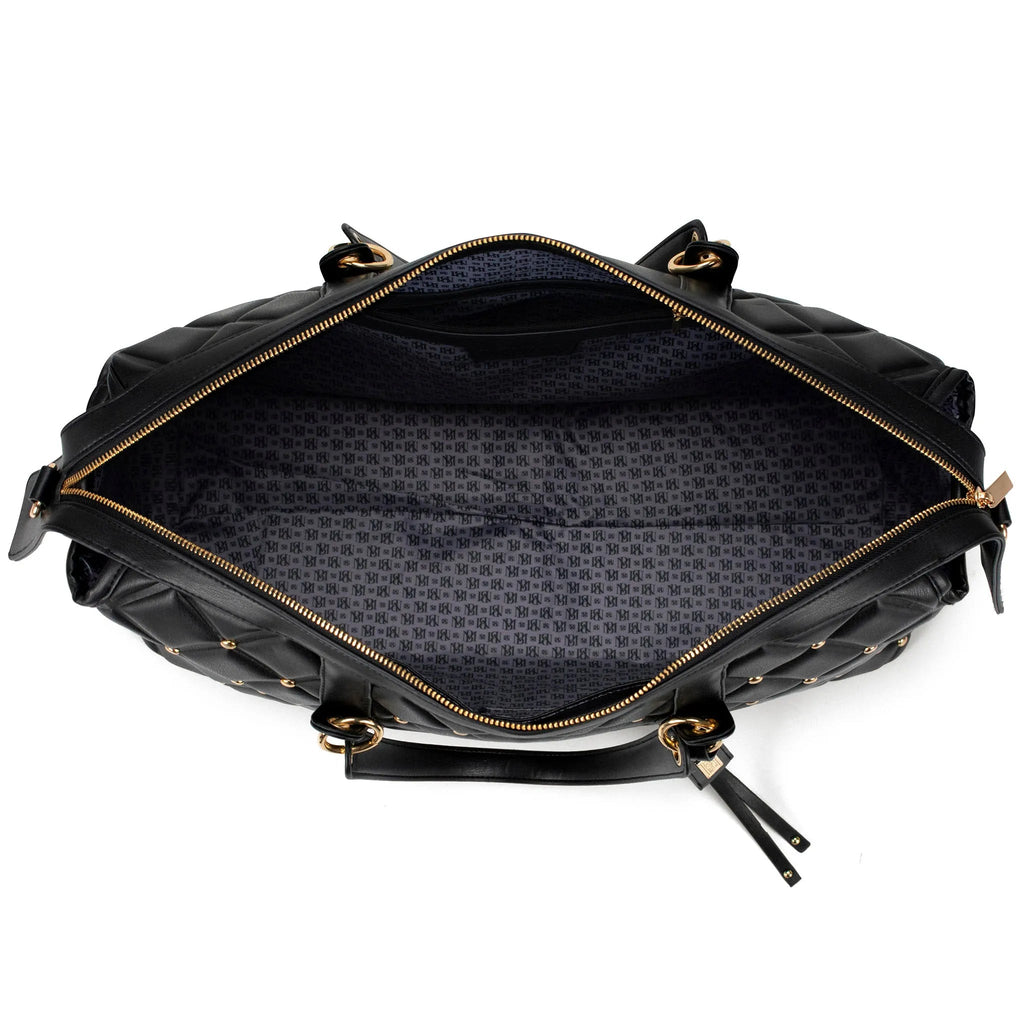 Große Wochenendtasche aus veganem Leder mit Rautensteppung