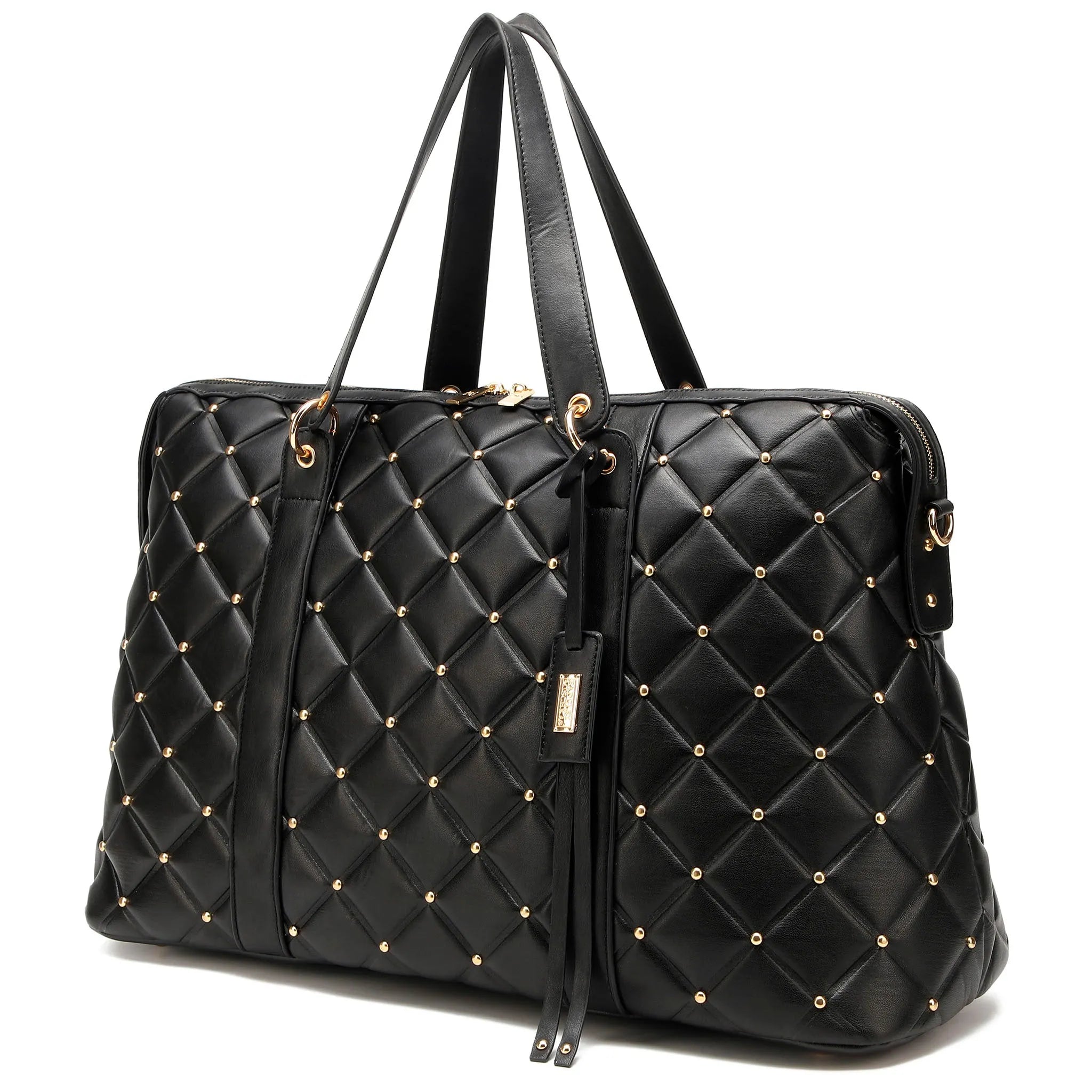 Große Wochenendtasche aus veganem Leder mit Rautensteppung