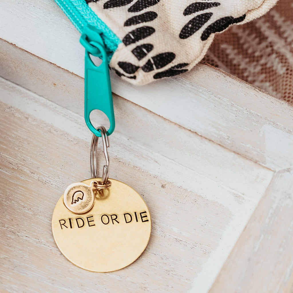 BOSS BITCH Hand Stamped Brass Keychain