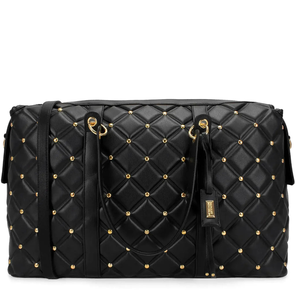 Große Wochenendtasche aus veganem Leder mit Rautensteppung