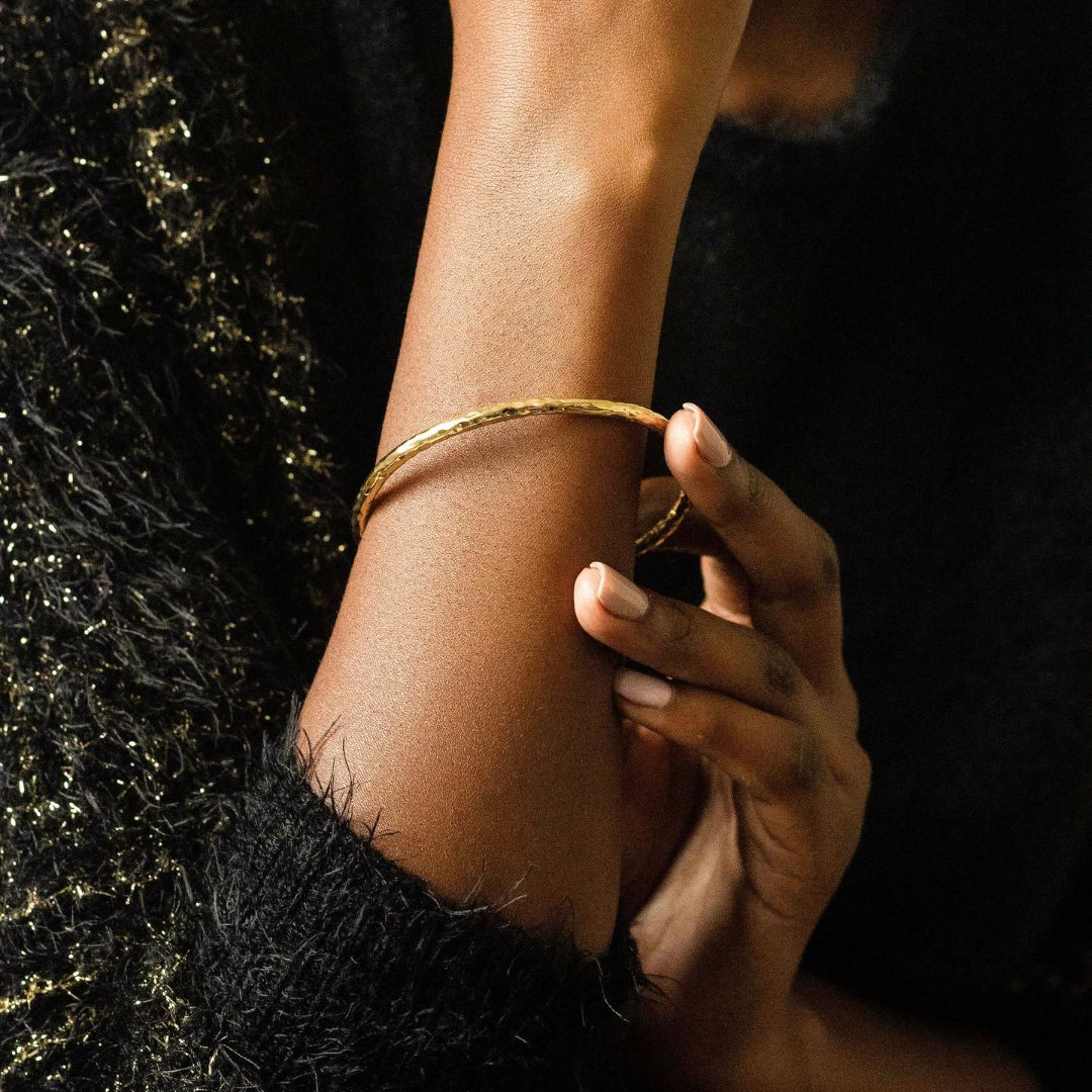 Thin Textured Brass Bangle | Raha