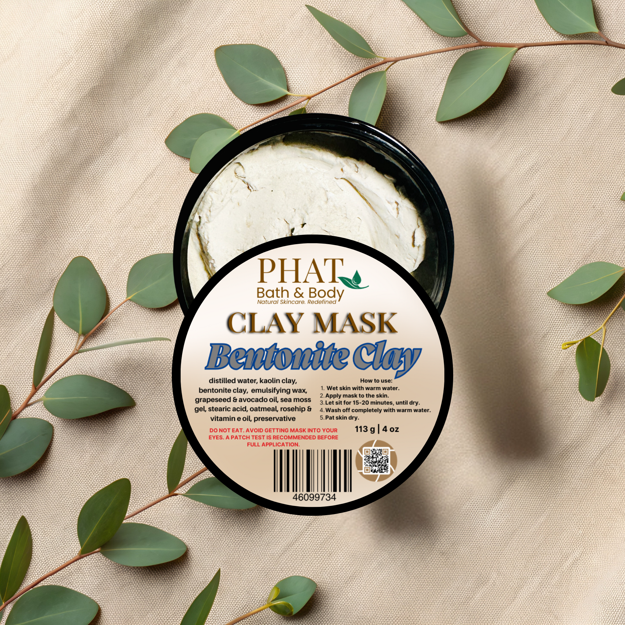 Bentonite Clay Natural Cleansing Mask Sea Moss Gel Hydrating Vitamin E Avocado | 4 oz