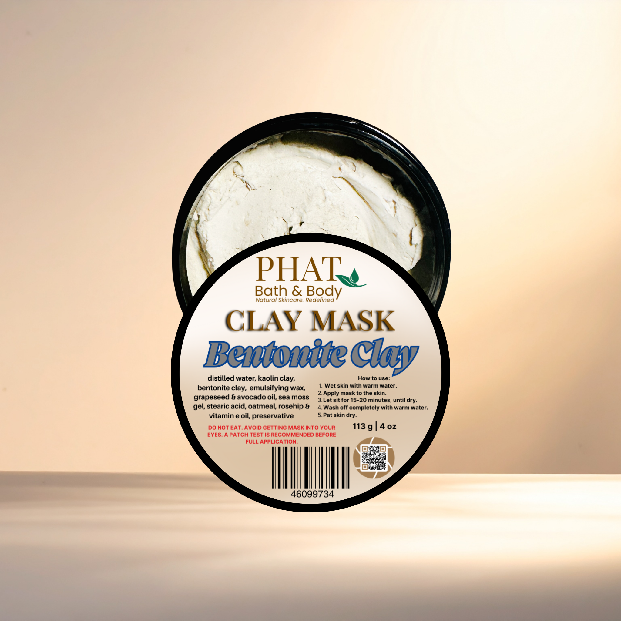 Bentonite Clay Natural Cleansing Mask Sea Moss Gel Hydrating Vitamin E Avocado | 4 oz