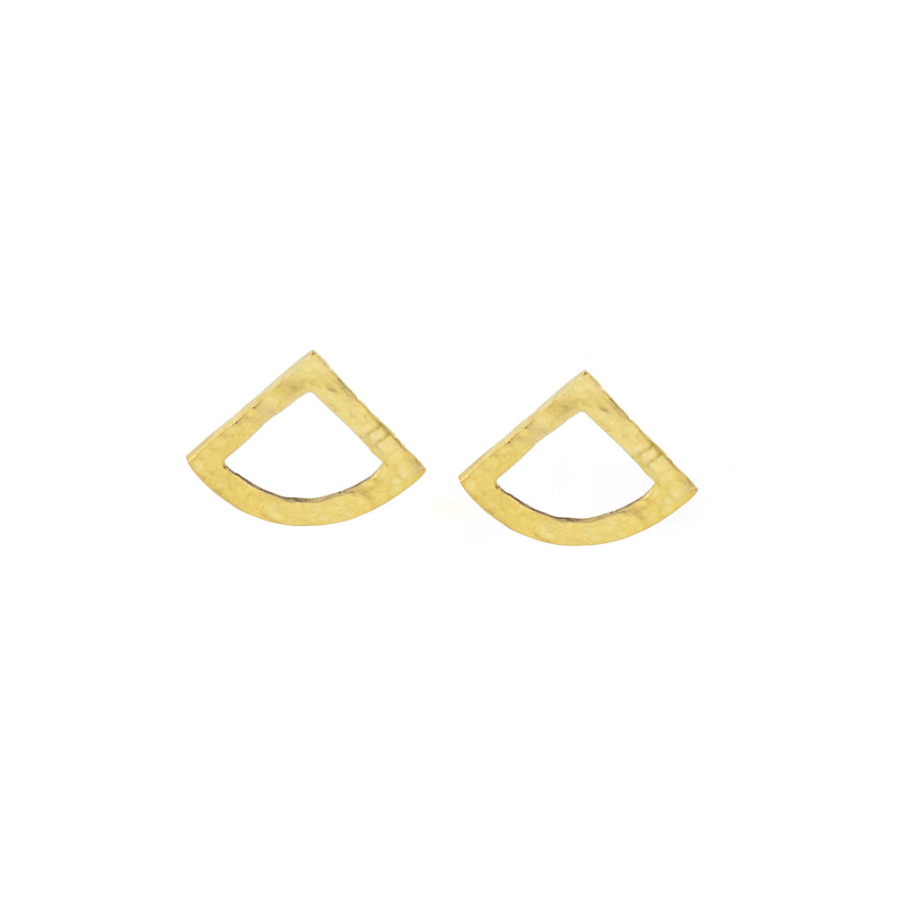 Hammered Open Triangle Brass Stud Earrings | Fiti