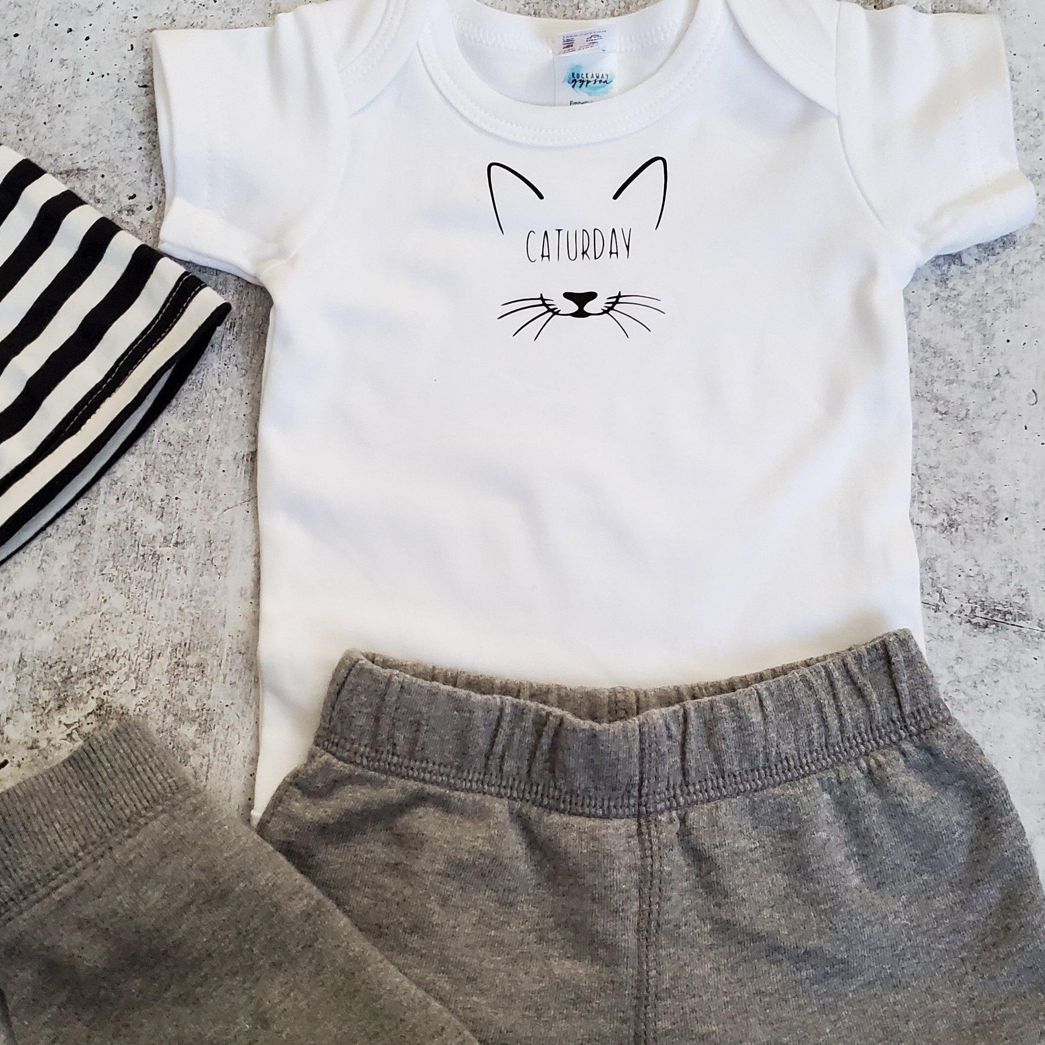 CATURDAY Short Sleeve Baby Bodysuit OR Toddler Tee
