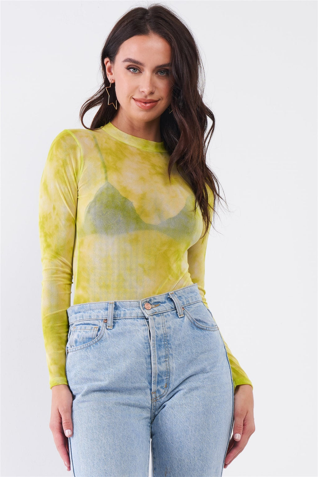 “Transparency” Mock Neck Bodysuit