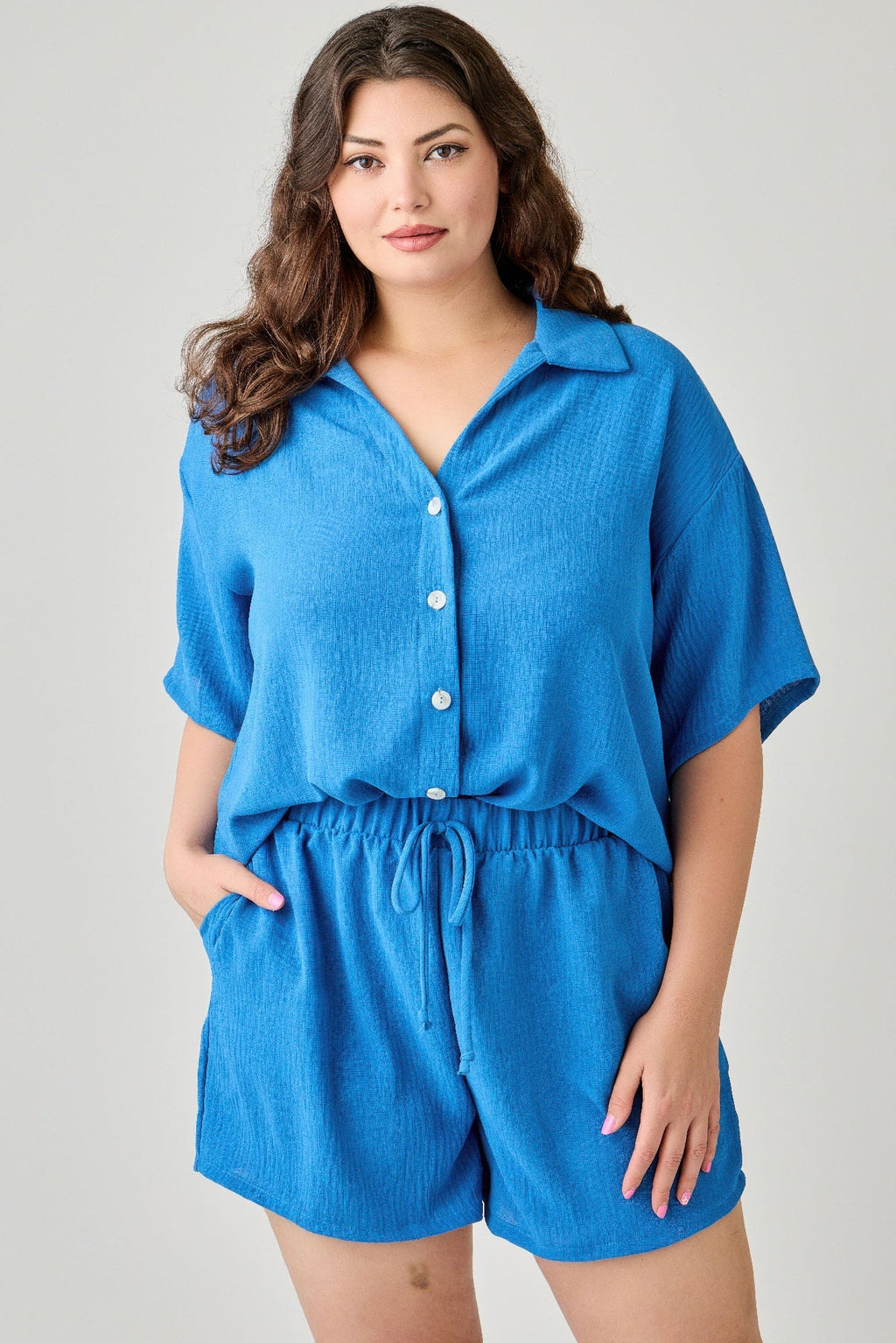 2pc Linen Airflow Btn Down Set
