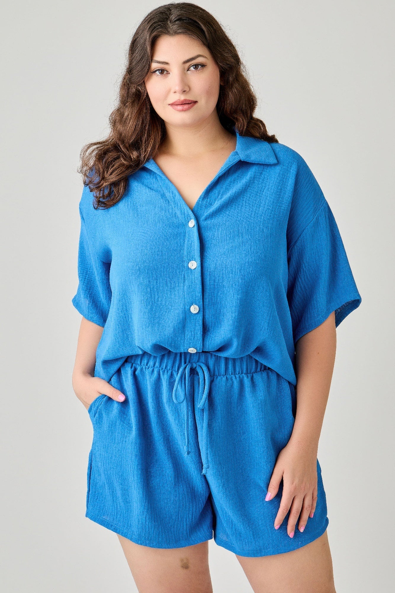 2pc Linen Airflow Btn Down Set