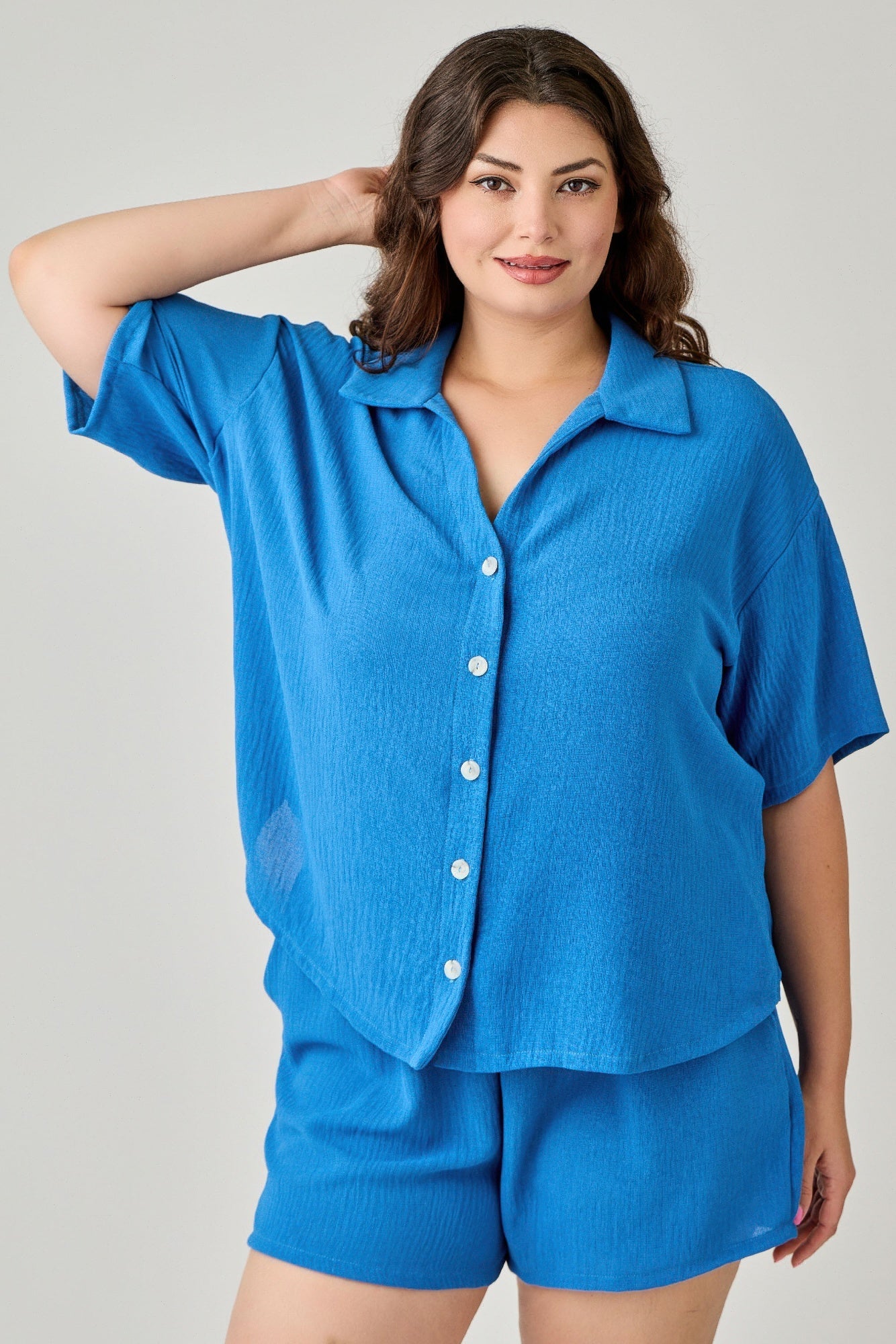 2pc Linen Airflow Btn Down Set