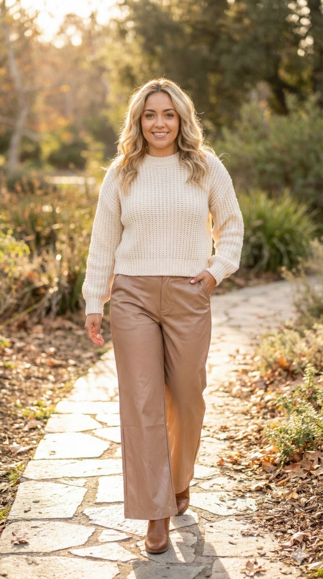 Faux Leather Wide Leg Pants