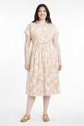 Botanical Print Collared Wrap Waist Midi Dress
