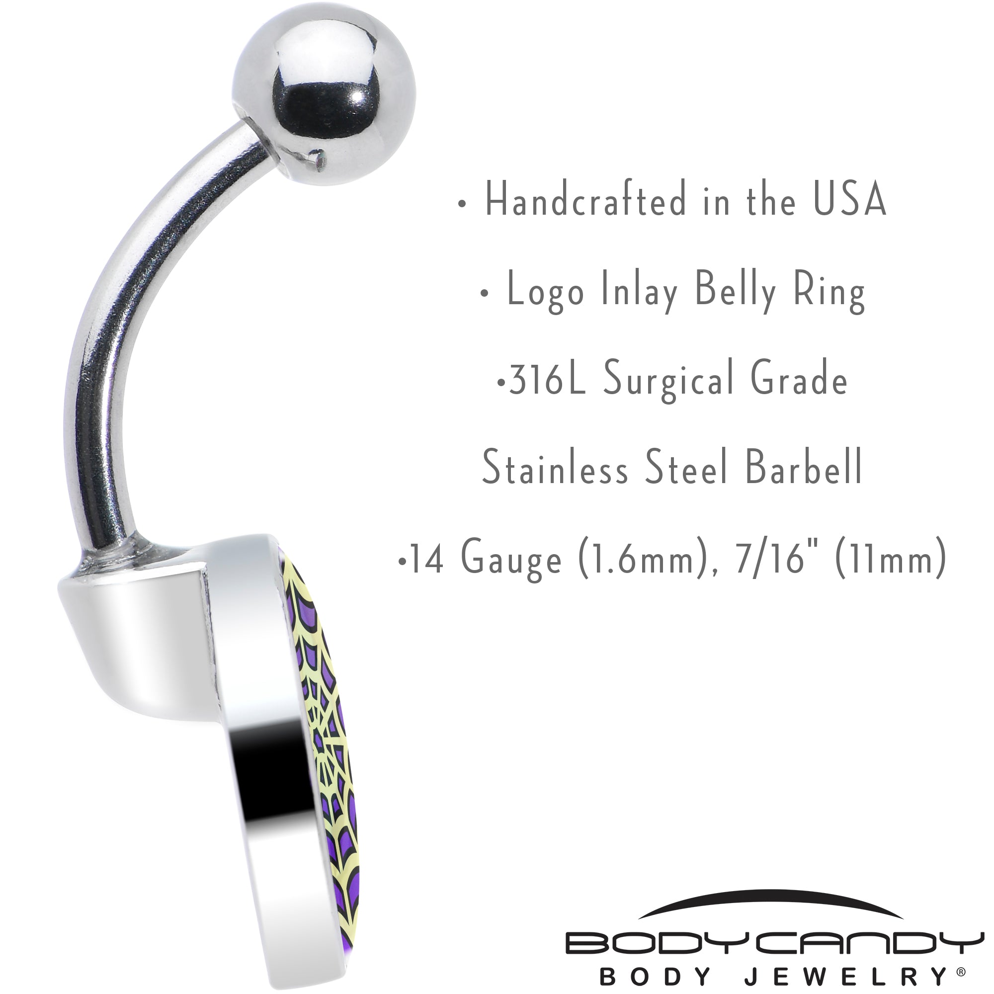 Two Tone Spider Web Belly Ring by Onyx O