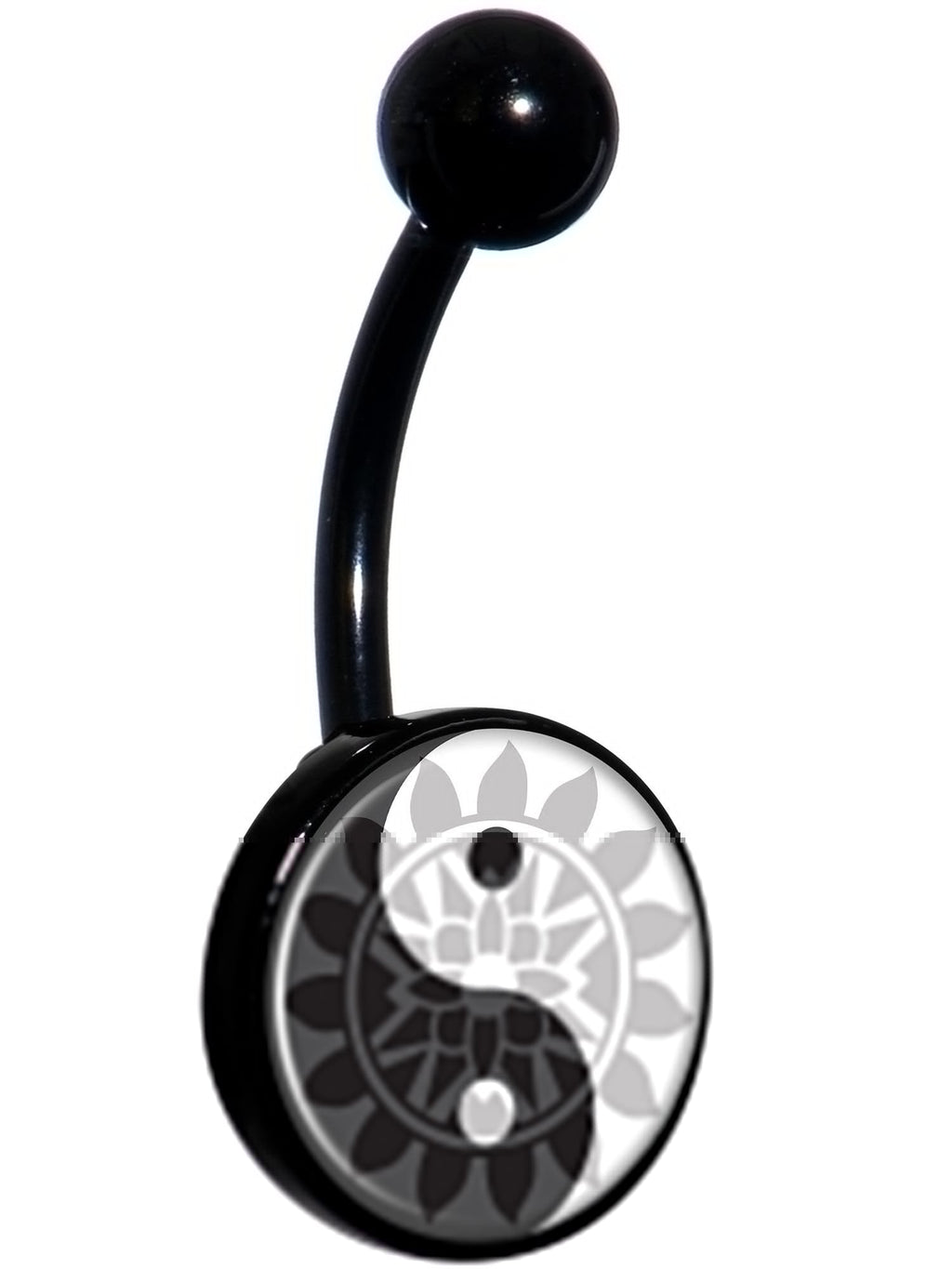 Mandala Yin Yang Black Belly Ring