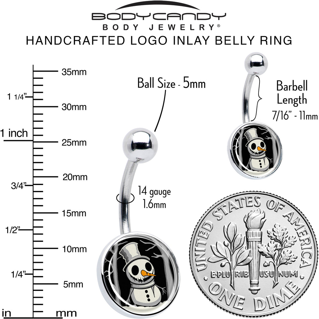 Christmas Holiday Spooky Snowman Belly Ring by Onyx O