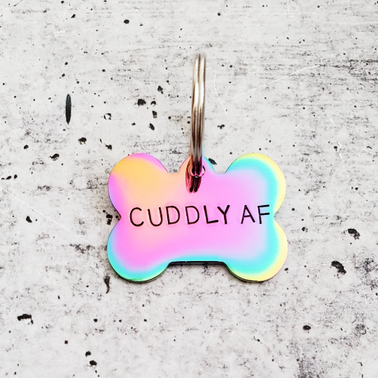 CUDDLY AF Bone-Shaped Pet Tag