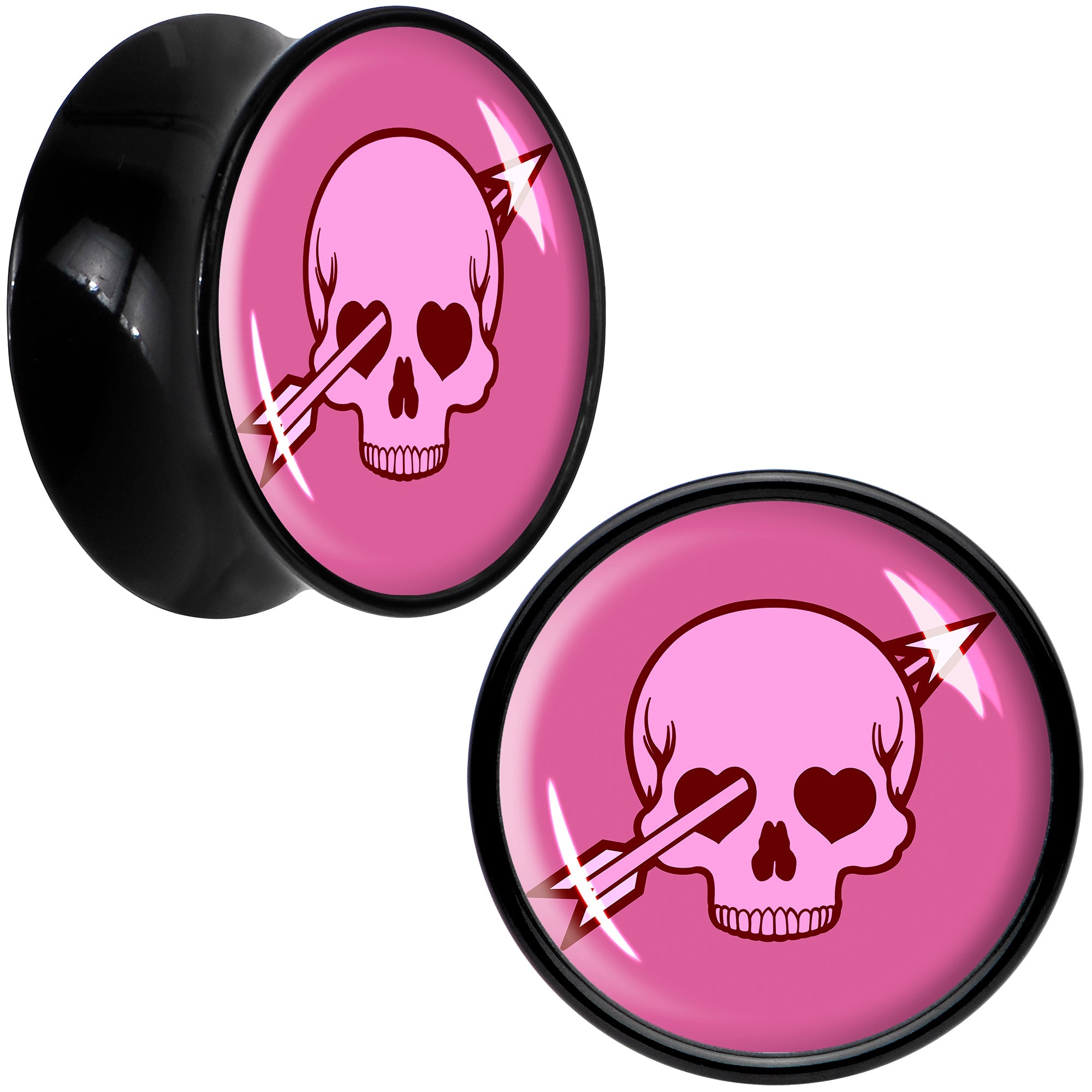Valentine Cupid Skull Black Acrylic Saddle Plug Set by Onyx O