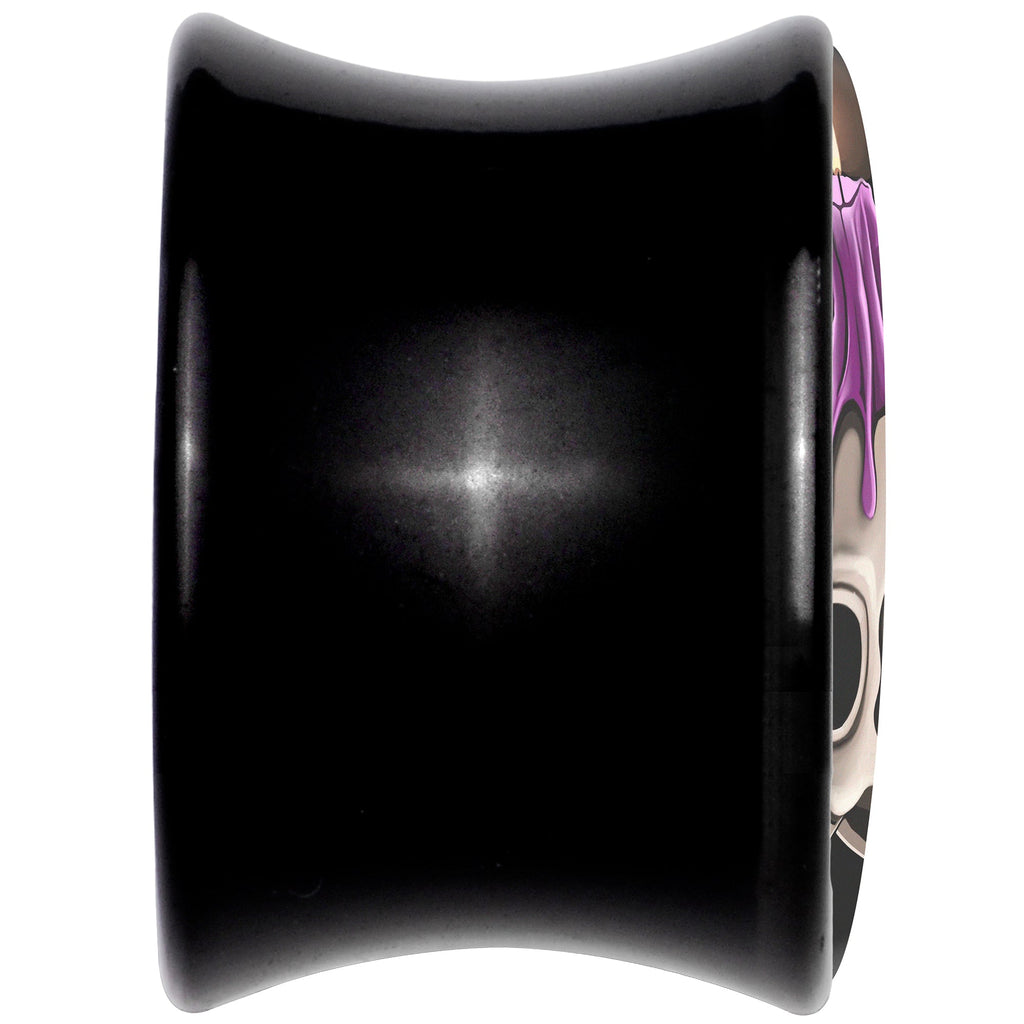 Black Acrylic Burning Skull Candle Double Flare Plug Set by Onyx O