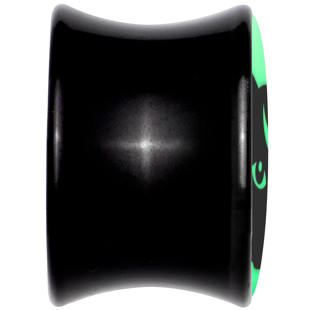 Glow in the Dark Mystic Kitty Cat Black Acrylic Saddle Plug Set by Onyx O