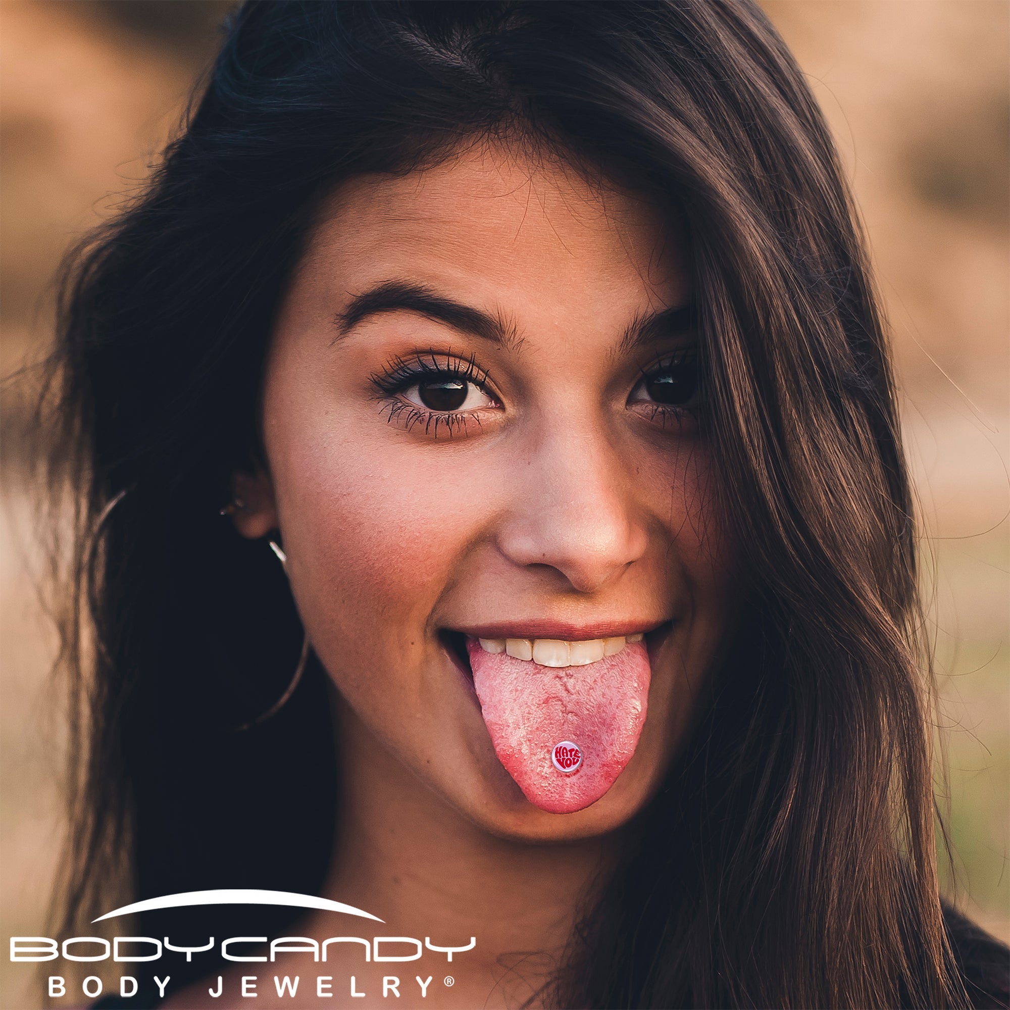 Retro Text Hate You Barbell Tongue Ring by Onyx O