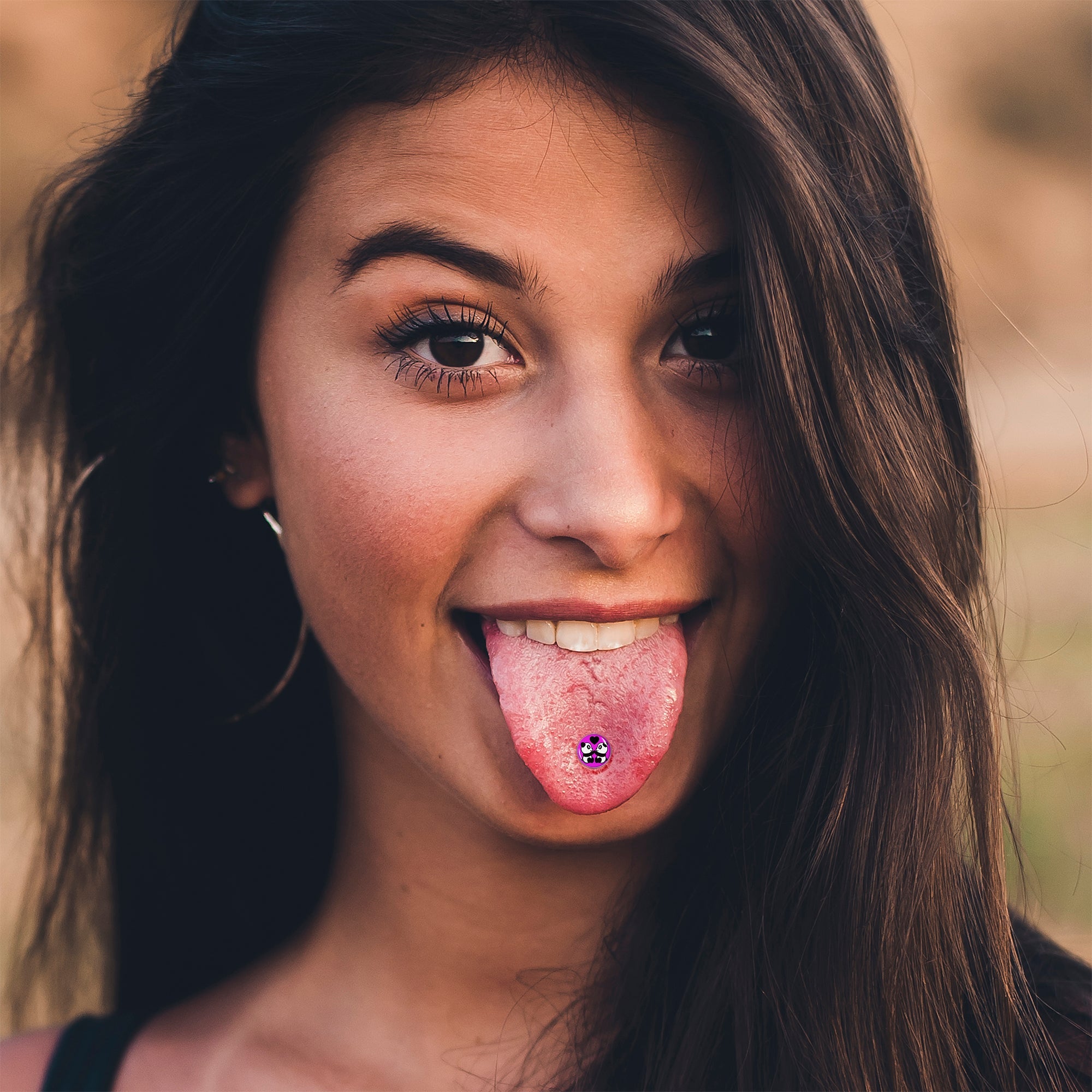 Panda Love Barbell Tongue Ring by Onyx O
