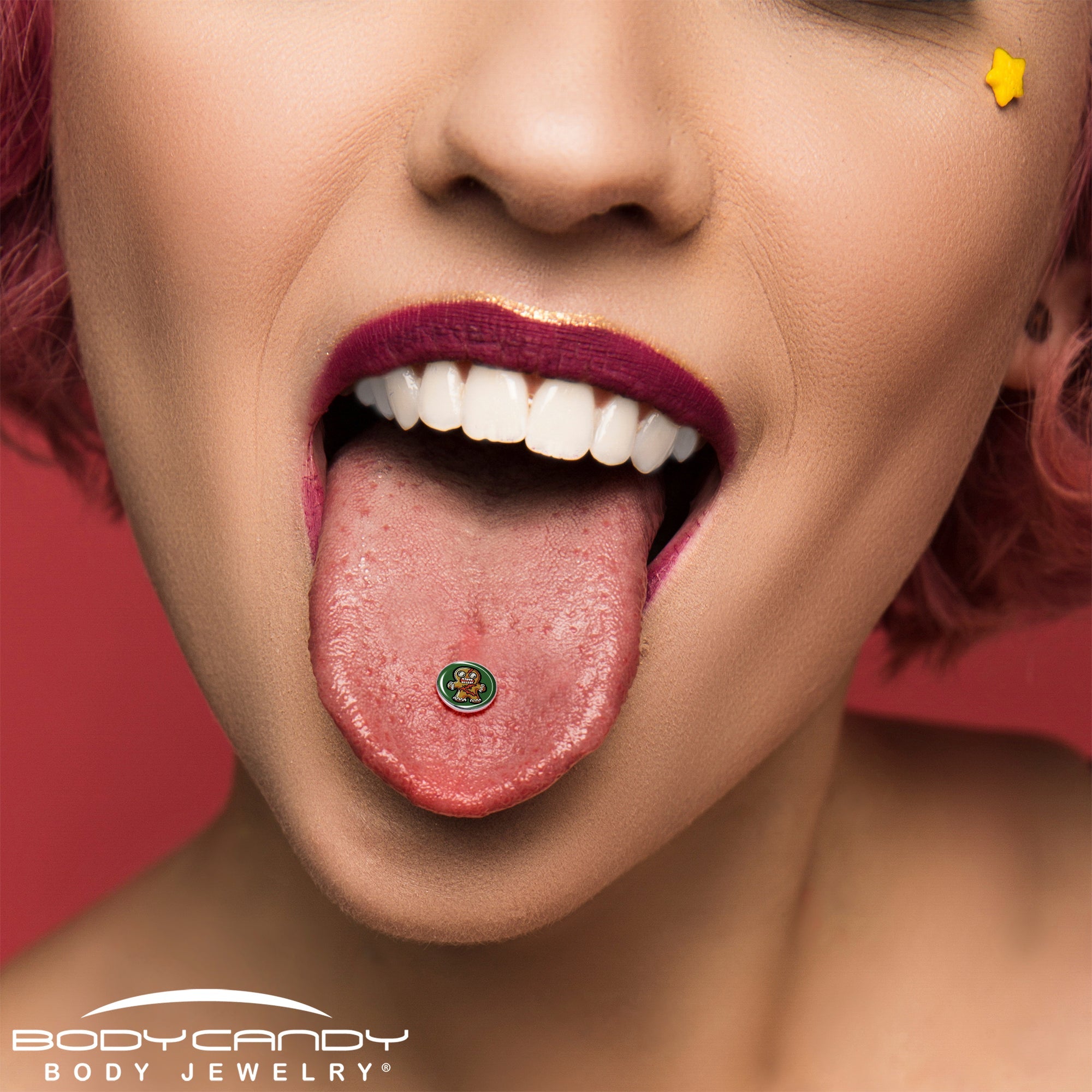 Christmas Holiday Zombie Gingergread Man Barbell Tongue Ring by Onyx O