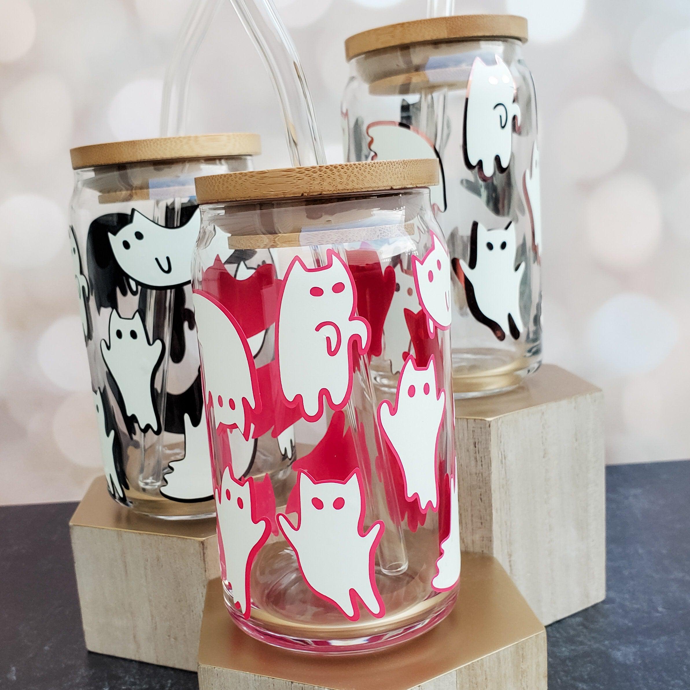 Cat Ghosts Glow in the Dark Iced Coffee Cup