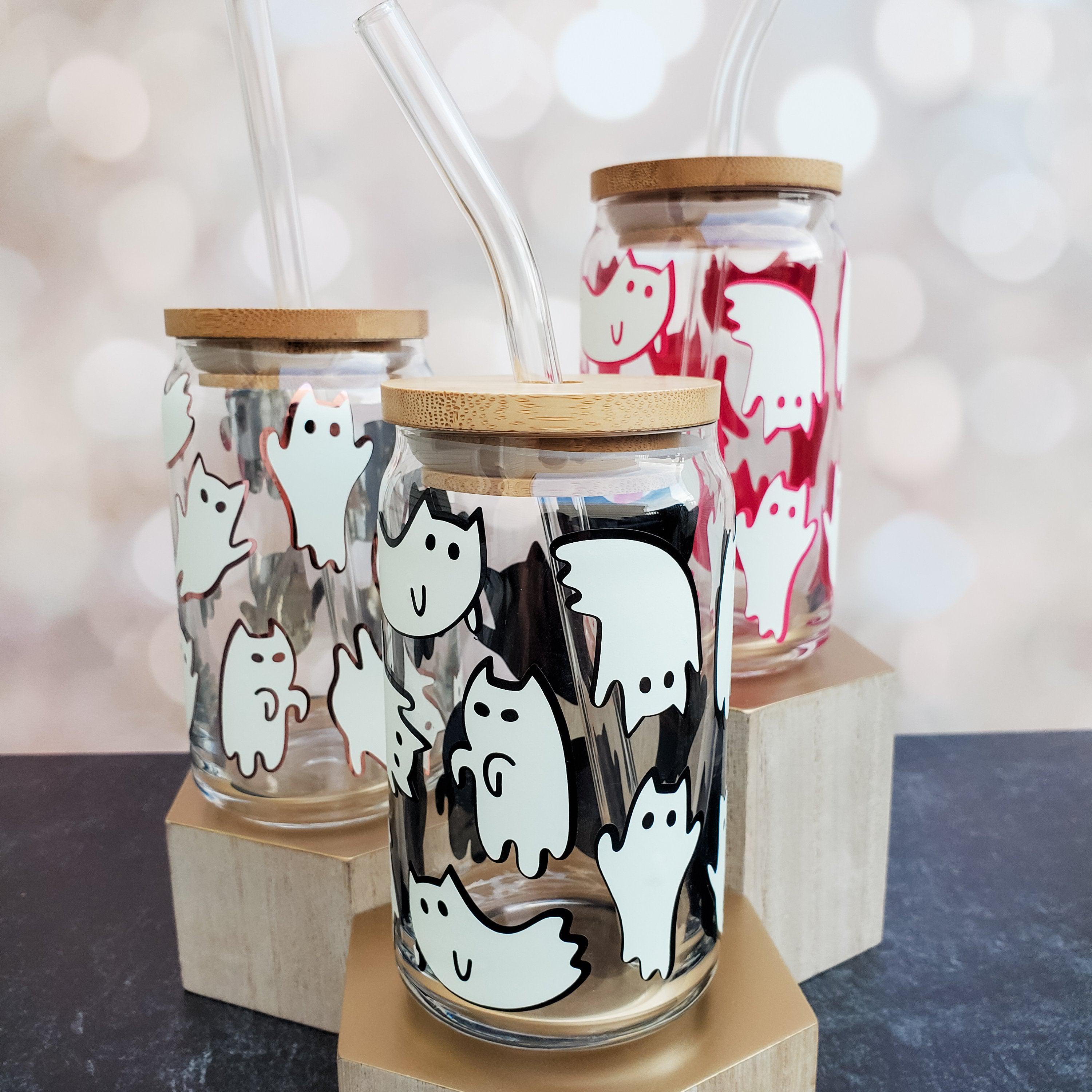 Cat Ghosts Glow in the Dark Iced Coffee Cup