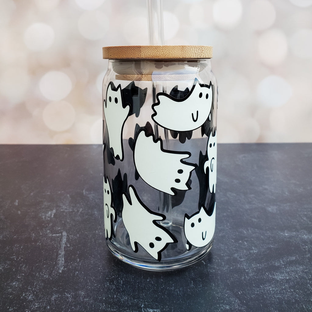 Cat Ghosts Glow in the Dark Iced Coffee Cup