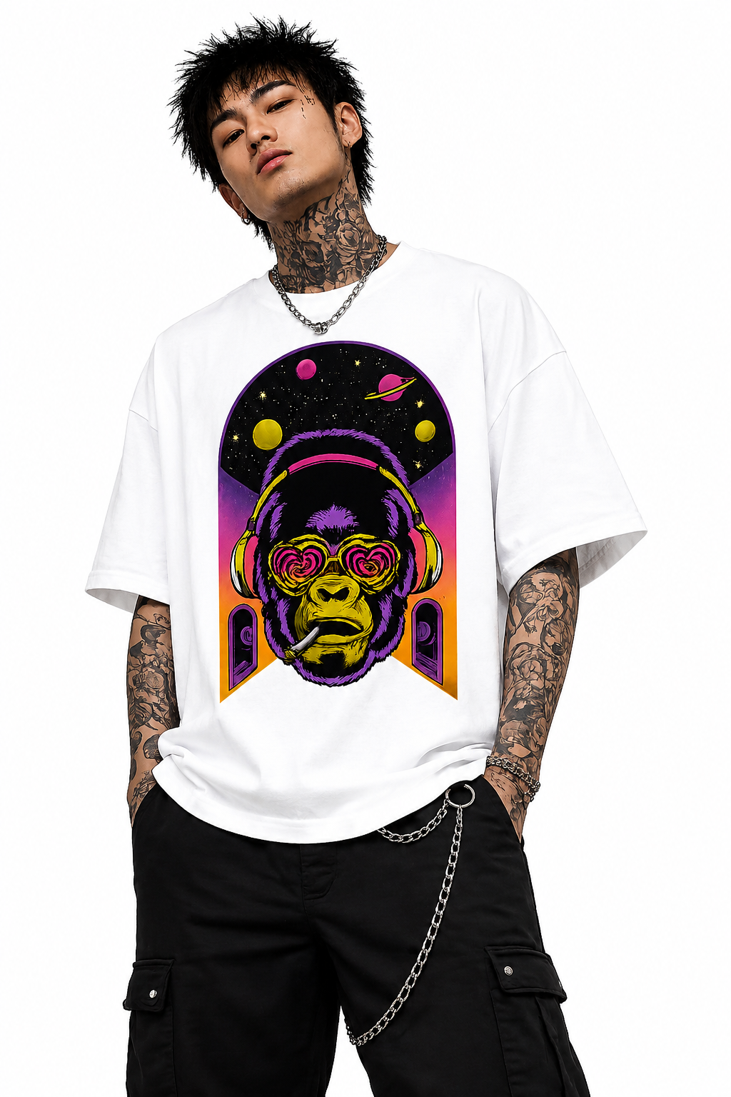 🦍🎛️🌌 Product Title:  DJ Gorilla – Frequency of Love Tee
