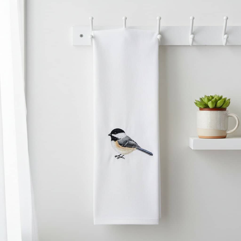 Bird Embroidered Cotton Tea Towels - Handmade Kitchen Gift